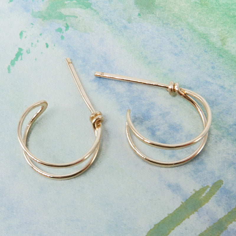 Double Hoop Post Earring Tiny in Gold