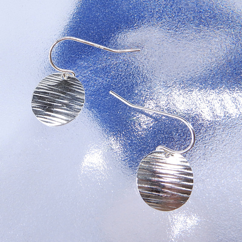 Hammered 1/2" Silver Disc Earring