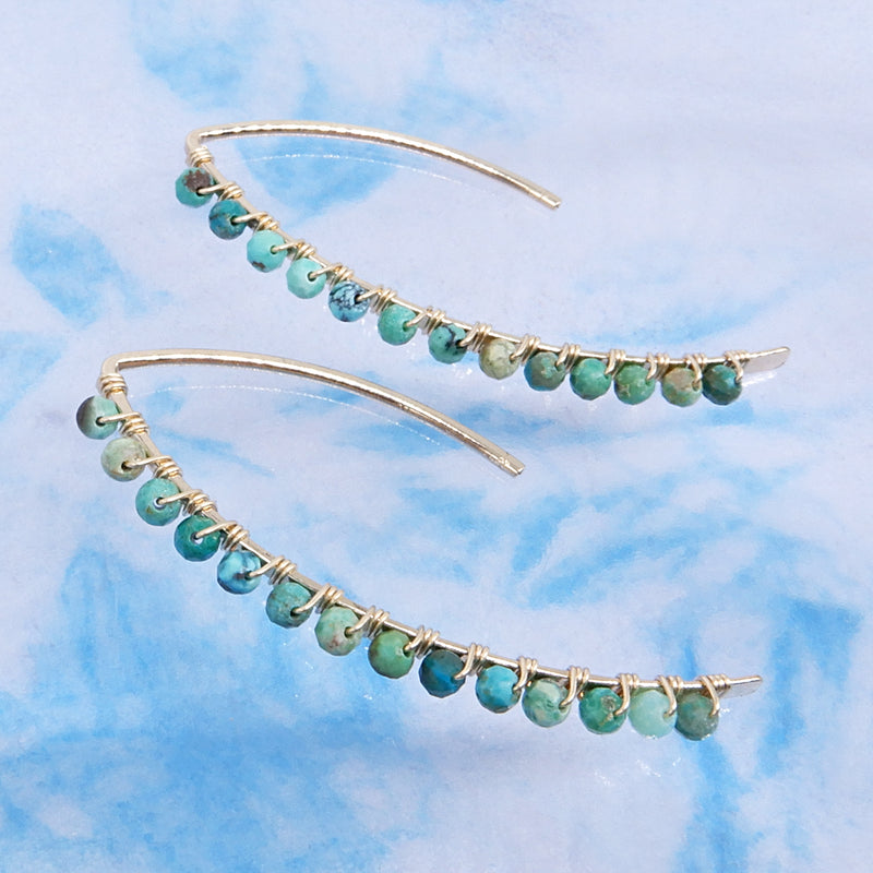 Wrapped Gold Channel/Turquoise Earring
