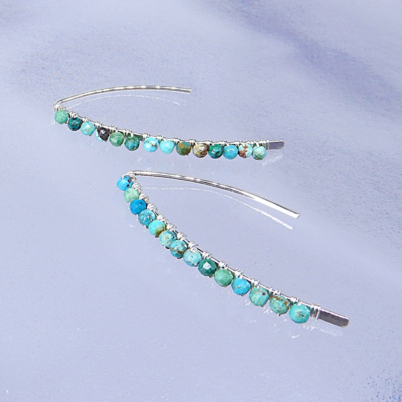 Wrapped Silver Channel/Turquoise Earring