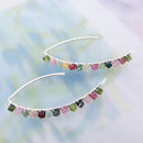 Wrapped Silver Channel/Tourmaline Long Earring
