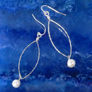 Oblong Silver Teardrop/Pearl Earring