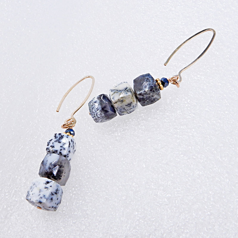 Dendrite Cube Long Arch Earring in Gold