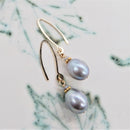 Grey Pearl Long Earring in Gold