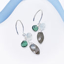 Labradorite/Indicolite/Aqua Chalcedony Earrings in Silver