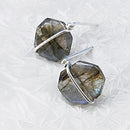 Wire Wrapped Labradorite Stud Earring in Silver