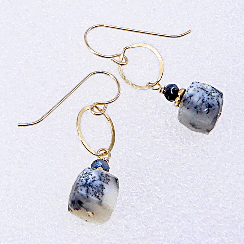 Dendrite Opal Link Earring in Gold
