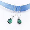 Oval Link w/Indicolite Drop Earrings in Silver