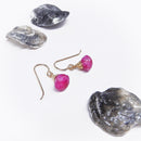Ruby Moonstone Teardrop Earrings in Gold