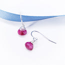 Ruby Moonstone Teardrop Earrings in Silver