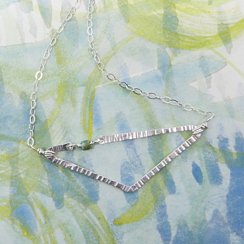 Hammered Closed V Necklace in Silver
