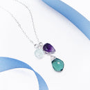 Indicolite/Rainbow Flourite/Aqua Chalcedony Adjustable Necklace in Silver