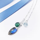 Labradorite/Indicolite/Aqua Chalcedony Adjustable Necklace in Silver