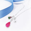 Ruby Moonstone, Ruby Zoisite & Pearl Adjustable Necklace in Silver