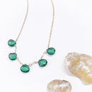5 Indicolite Briolette Drops Adjustable Necklace in Gold