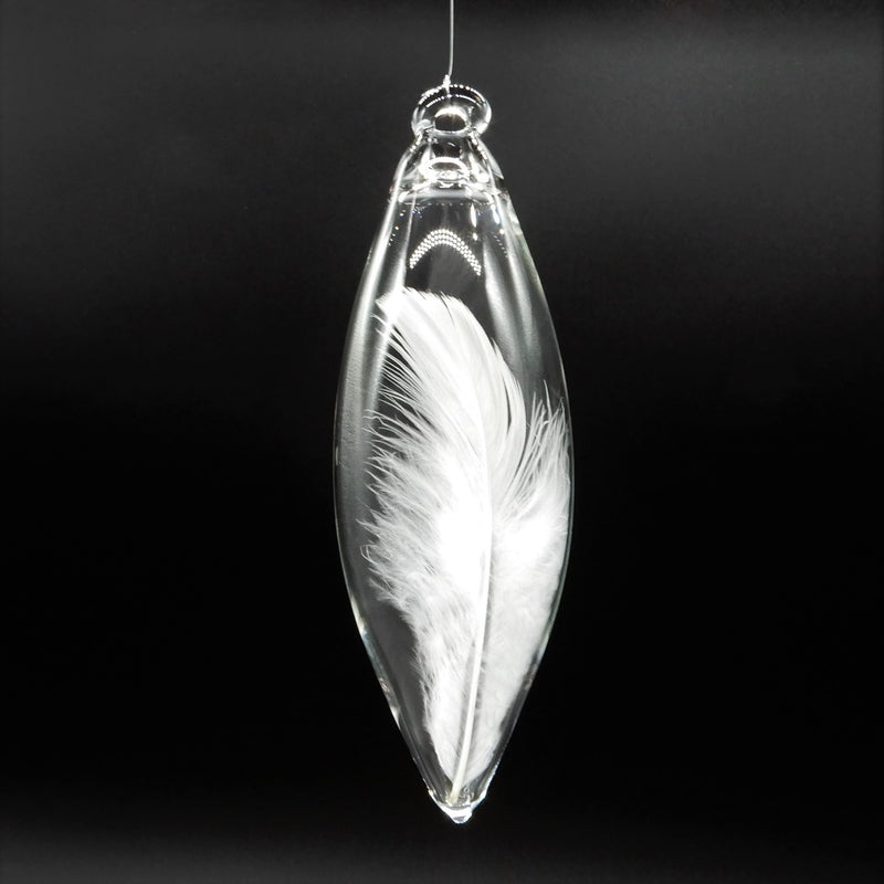 Cockatoo Feather in Glass Ornament Oblong