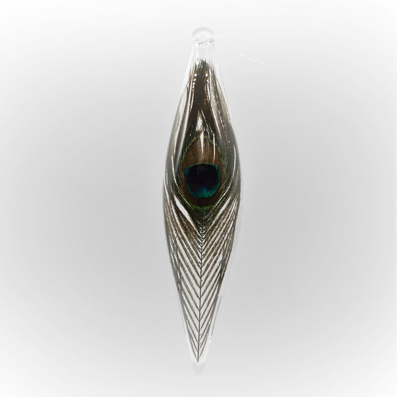 Peacock Feather in Glass Ornament XLG