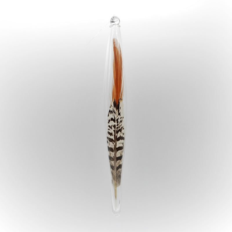 Pheasant Feather in Glass Ornament XLG