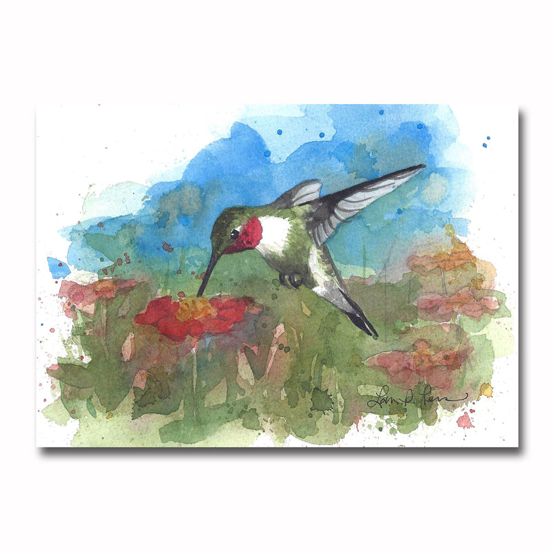 Hummingbird At Flower/Splat Giclee