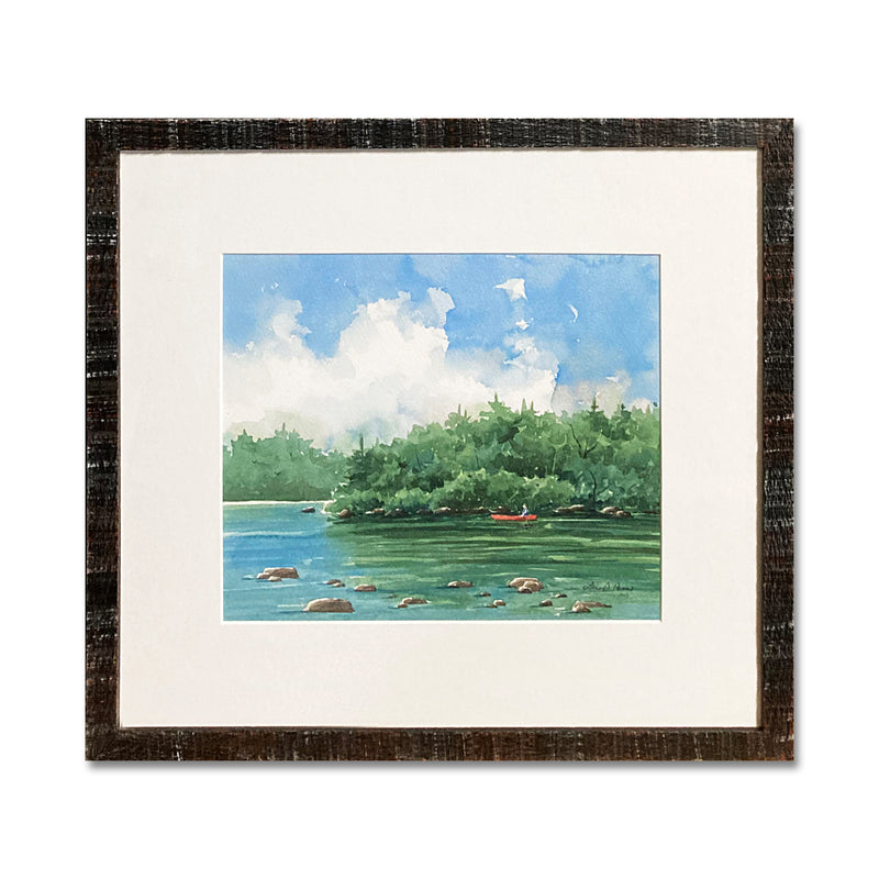 Paddling Downstream 15X16 Watercolor Framed/Conservation Glass