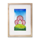 At Home in Red Blossoms 13X18 Watercolor