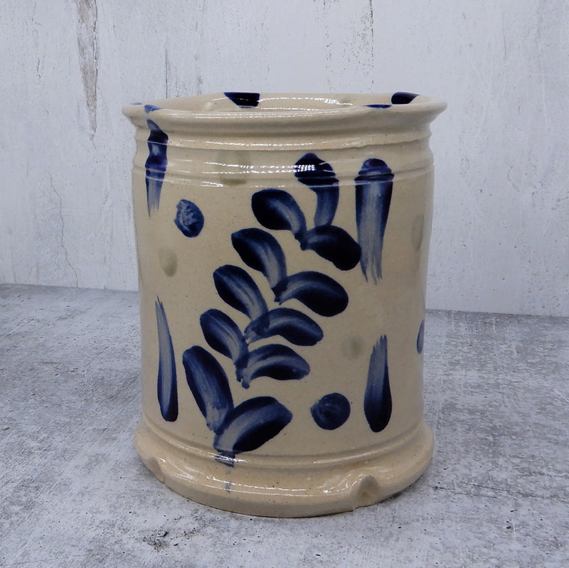 Cream/Blue Utensil Holder/Vase