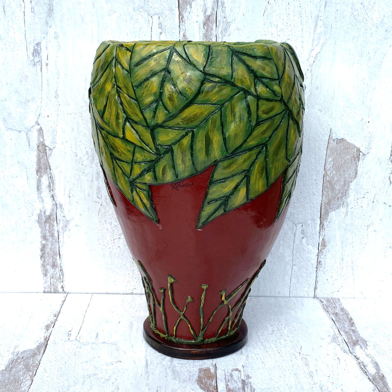 Gourd Tall Red/Green Vase