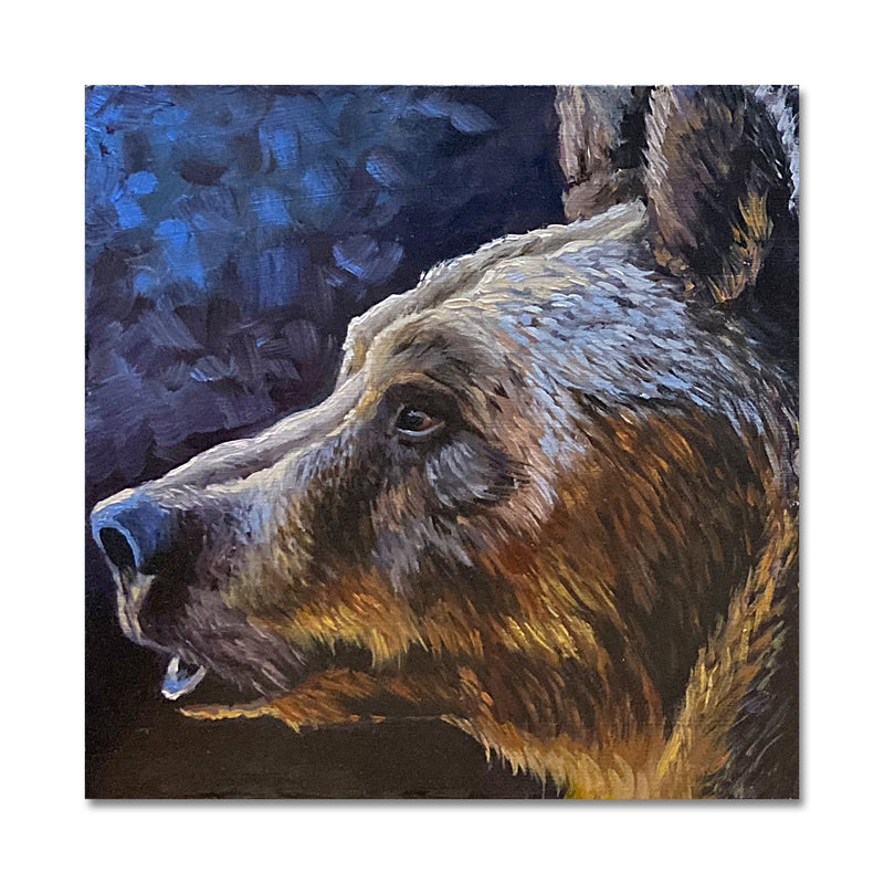 Bear Whisper 6X6 Oil On Wood Block