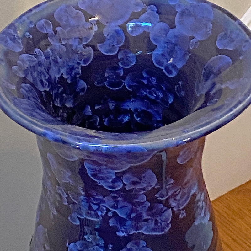 Extra Tall Cobalt Crystalline Vase