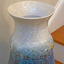 Extra Large White Rimmed Crystalline Vase