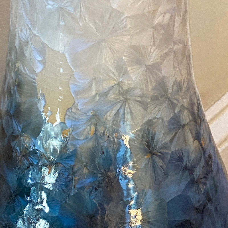Extra Large White Rimmed Crystalline Vase