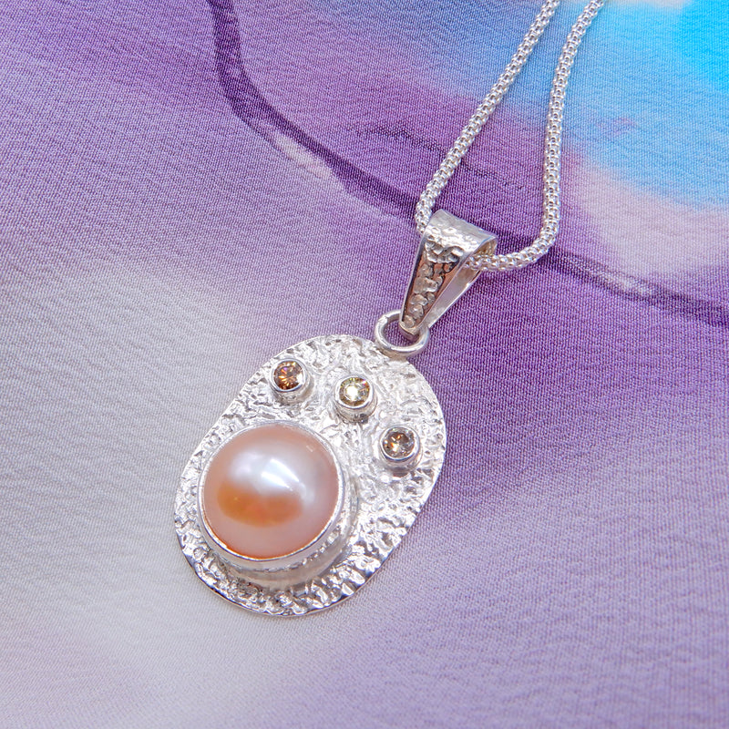 Pearl and Ombre Diamond Necklace