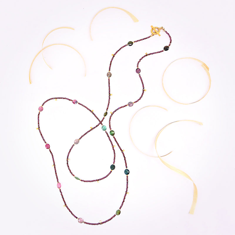 Garnet and Multicolored Tourmaline Necklace