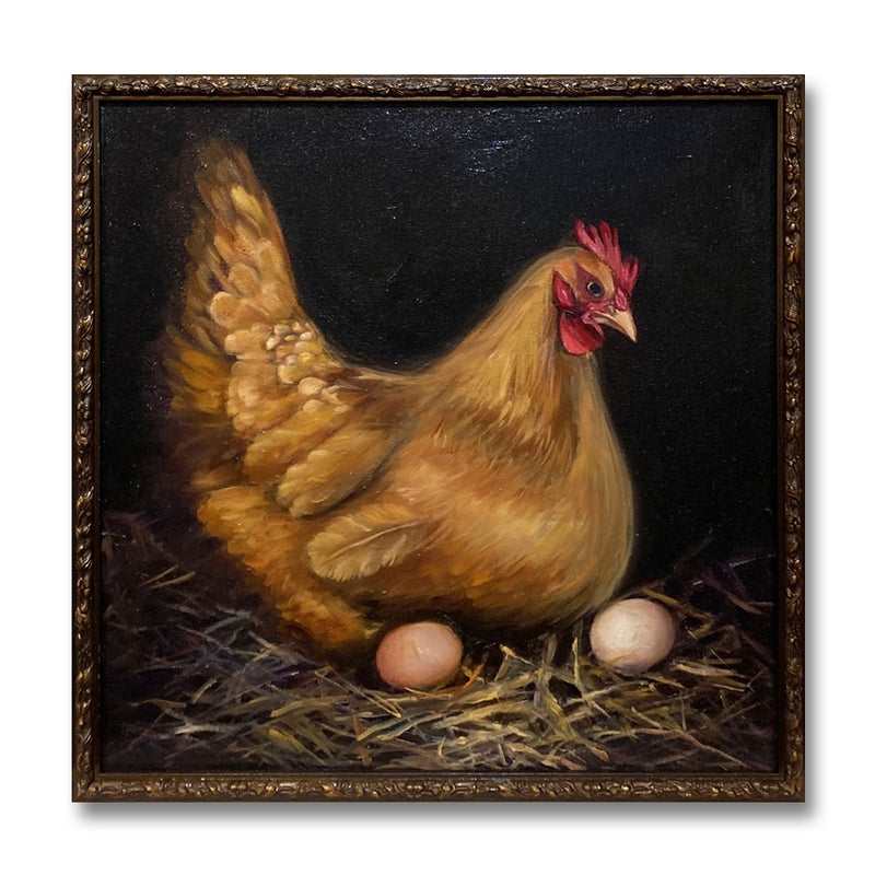 Henny Penny 19X19 Oil On Canvas
