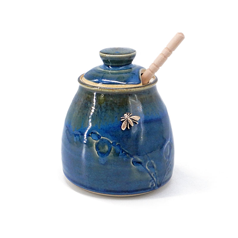 Honey Pot w/Bronze Bee - Blue