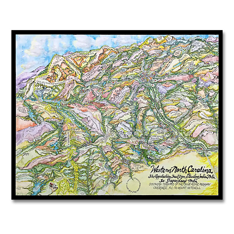 Appalachian Trail Through Western North Carolina Map 16X20