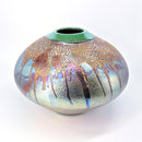 Copper Blue Raku Closed Vase