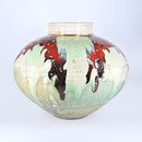 Pimiento/Sage Large Rounded Raku Vase